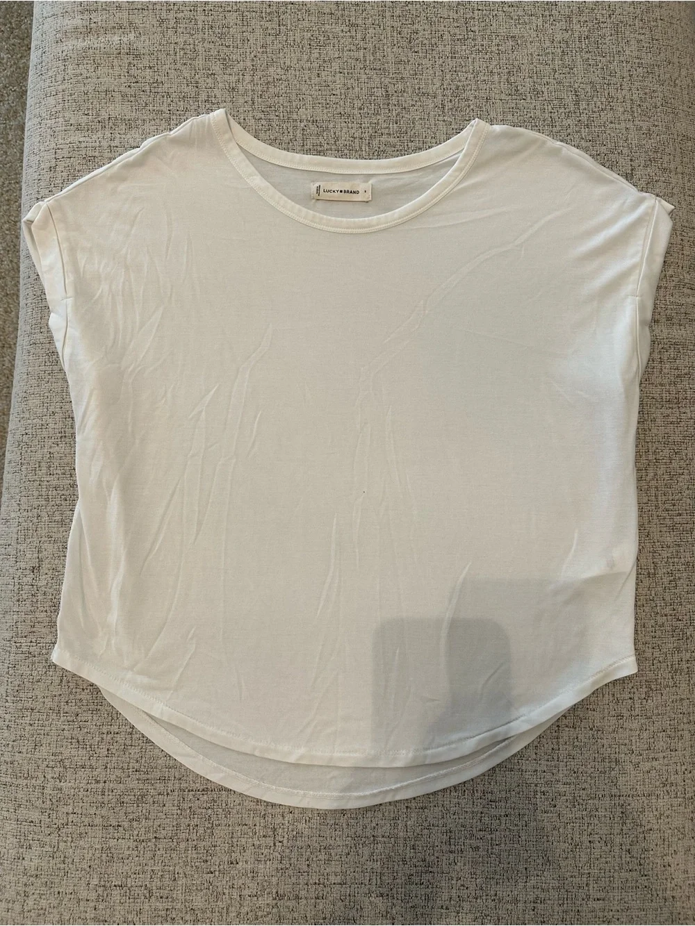 Lucky Brand White Scoop Neck Short Sleeve Tee